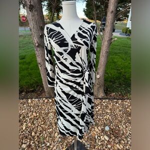 New York Co Black and white wrap dress with 3/4 sleeves #wrapdress